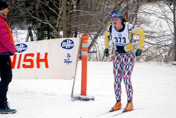 Kyle Marie Hekeler of Harwood Union won the women’s high school cross-country classic race at Stowe on January 25, 2017, hosted by Montpelier.